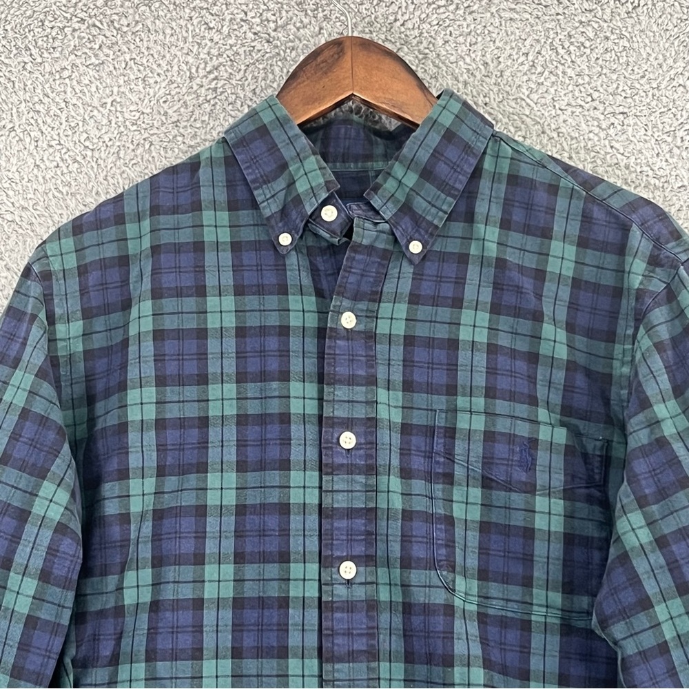 Ralph Lauren Button Shirt Long Sleeves Blue Green Men Size Large - Picture 3 of 6